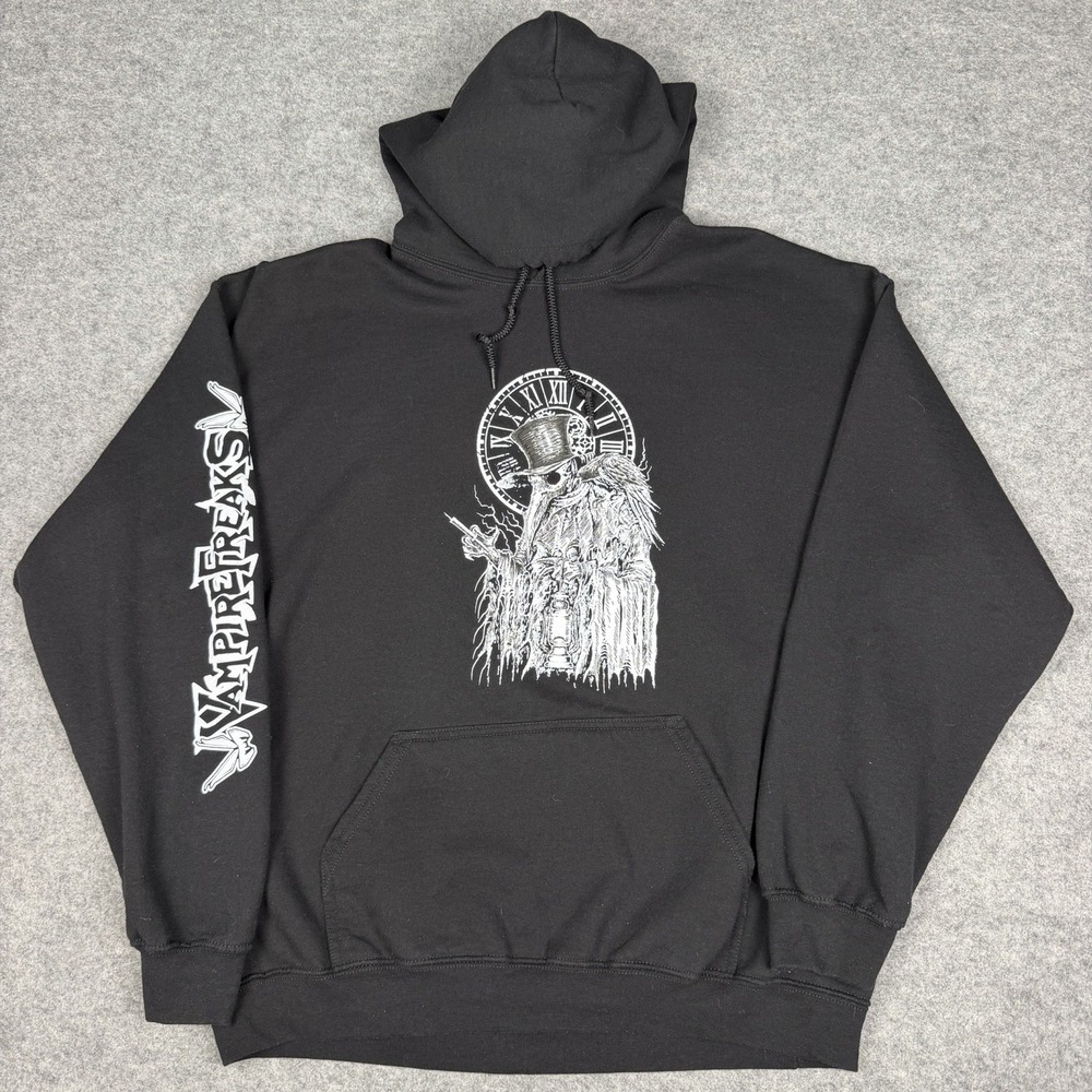 VampireFreaks Plague Doctor Hoodie Black Goth Punk Emo Y2K Graphic Sweatshirt L